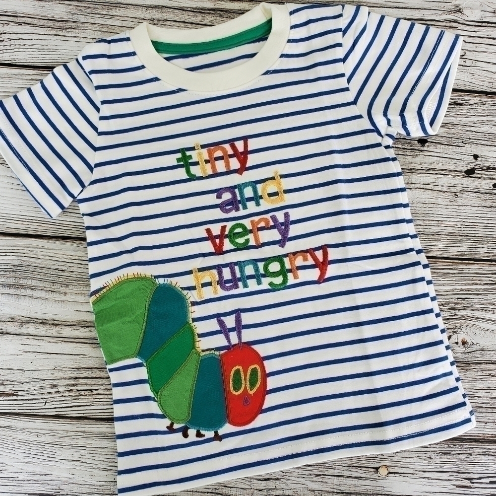 The Very Hungry Caterpillar Embroidered T-Shirt Strawberry Picking Birthday Tee